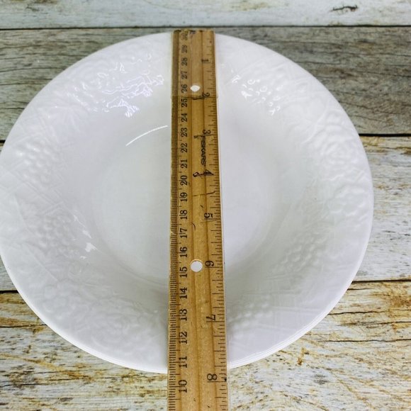 Gibson FOUR SEASONS All White Embossed Fruit Floral Rim Coupe Soup Bowl Set of 4 - Picture 12 of 16